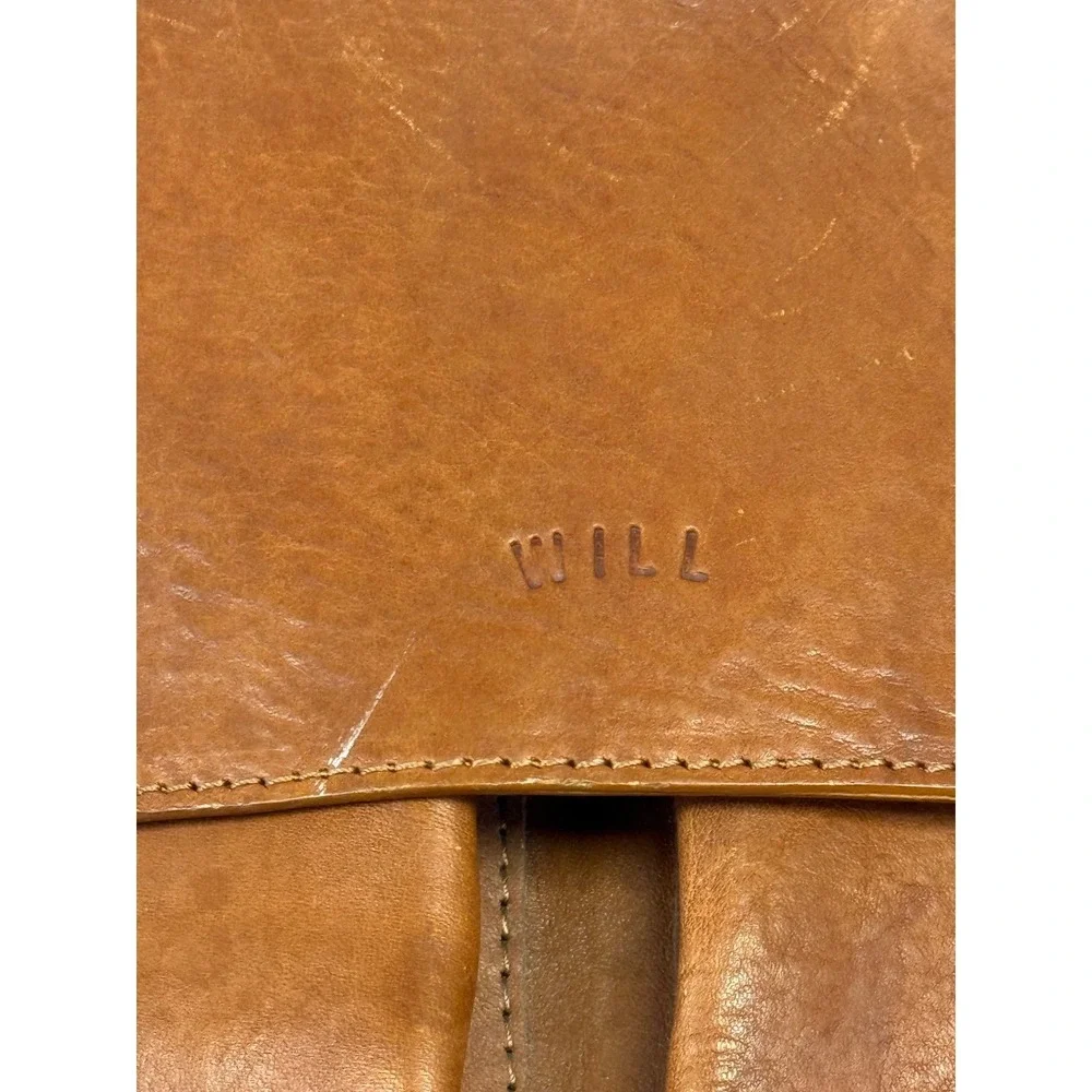 Vintage Will Leather Goods Think Leather Messenger Bag Brown Soft Flannel‎ Lined